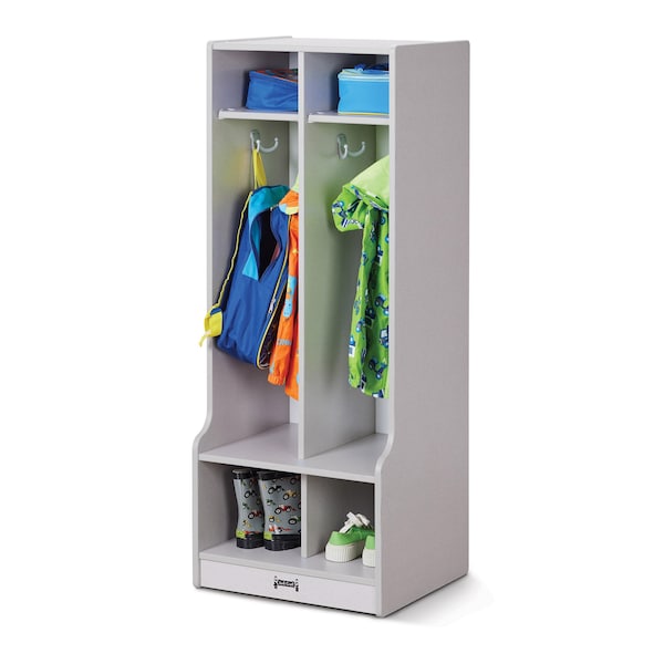 Rainbow Accents 2 Section Coat Locker with Step, Gray